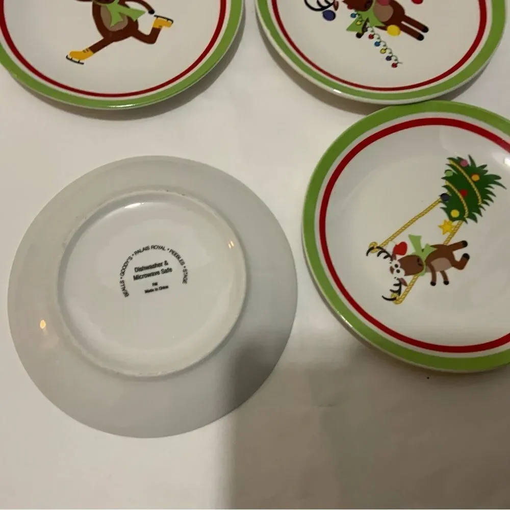 Set Of 4 Promotional Alliance WHIMSICAL REINDEER 6” APPETIZER Plates A3